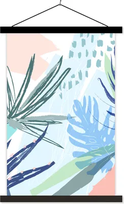 Produktbild von MuchoWow® Textilposter Sommer - Hellblau - Pflanze 40x60 cm mit schwarzem Rahmen - Wanddekorationen