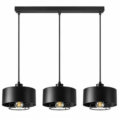 Produktbild von MasterLED Pendelleuchte 3-flammig E27 Schwarz Stahl 70 cm für Esstisch Nilo
