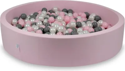 Obrázok produktu pre Suchý bazén, púdrovo ružový, 130x30, so 600 guľôčkami: Perleťová, sivá, svetloružová