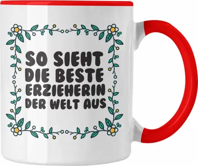 Produktbild von Trendation - Erzieherin Tasse Geschenk Herz Geschenke Abschiedsgeschenk mit Spruch Kaffeetasse für Erzieherin (Rot)