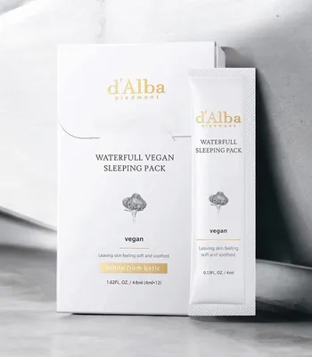 Obrázek produktu pro d'Alba - Waterfull Vegan Sleeping Pack - Hydratační noční maska na obličej 12x4ml