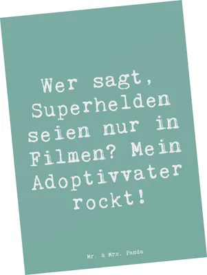 Produktbild von Mr. & Mrs. Panda Postkarte Spruch Adoptivvater Superheld - Meeresbrise - Geschenk, Familie, Familienliebe, Postkarten, Ansichtskarte, Vaterschaft, Familienstruktur, Liebe