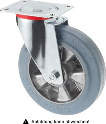 Produktbild von Rollcart Schwerlast Elastik-Lenkrolle Ø200x50mm in blaugrau mit 400kg Tragkraft und Guss-Felge