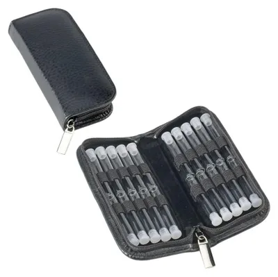 Produktbild von 20er Taschenapotheke leer Leder, viele Farben, Schwarz, Klarglas