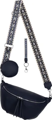 Produktbild von Bauchtasche Umhängetasche Crossbody-Bag Kunstleder Italy-Design D.BLUE (BBL-53046)