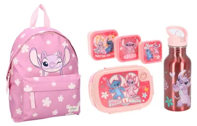 Image de Ensemble scolaire Lilo & Stitch : sac à dos et trousse à goûter 5 pièces