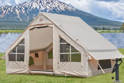 Image de Tente gonflable avec pompe, pour 4 à 6 personnes, idéale pour le glamping ou le camping, installation facile, tentes familiales imperméables pour les 4 saisons, résistantes à l'eau et au vent
