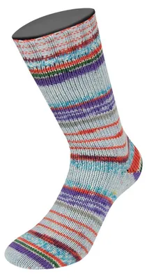 Produktbild von Lana Grossa - Cool Wool 4 Socks Print IIl 7217 viol grün hellgrau bleu türkisblau rostrot grau dunkelrot