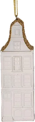 Image de Clayre & Eef Pendentif de Noël Maison 11 cm Blanc Plastique