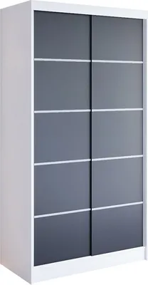 Produktbild von Easy4You N4 100 cm Weiß/Schwarz Schiebetüren Kleiderschrank 100x200x58 cm Schlafzimmermöbel, Aufbewahrung - Mehrzweckschrank - Farbe: Weiß/Schwarz