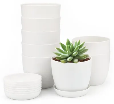 Productafbeelding van Inovra- Bloempot 10 cm - 8 Stuks - Kunststof - Buiten/Binnen - Duurzaam - Drainagegaten - Milieuvriendelijk - Plantpot