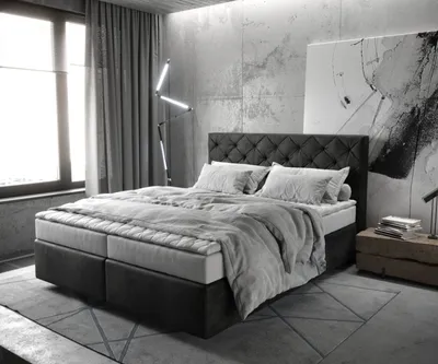 Produktbild von DELIFE Boxspringbett Dream-Great 160x200 cm Mikrofaser Anthrazit Vintage mit Matratze und Topper