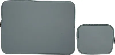 Produktbild von Einfarbige Laptop-Hülle, Notebook-Handtasche, Tragetasche, Netzteiltasche mit Reißverschluss, Grau, 15,6 Zoll