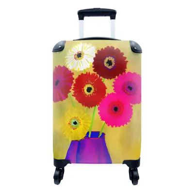 Produktbild von MuchoWow® Koffer Handgepäck Trolley Rollkoffer Kleine Reisekoffer mit 4 Rollen - Gemälde von Blumen in einer Vase - Cabin Size < 55x40x23 cm & 55x40x20 cm - Fotokoffer - Kabinenkoffer - Boardgepäck - Reise-Box - Reisekoffer - Reisegepäck - Koffer mit Bild - Trolley für Kinder