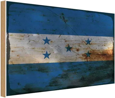 Produktbild von vianmo Holzschild 30x40 cm Hondura Honduras Flagge Fahne Wappen
