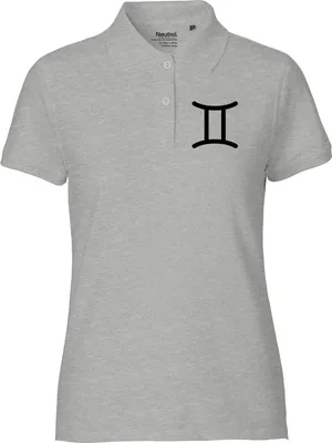 Produktbild von Huuraa Damen Polo Shirt Zwillinge Sternzeichen Zeichen L Sport Grey Bio Baumwolle Fairtrade Poloshirt Geschenkidee