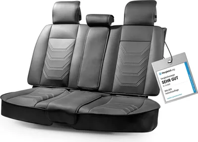 Produktbild von WALSER Premium Sitzauflage Auto Rückbank Kimi schwarz/grau, Vergleichssieger Auto Sitzauflagen, Autositzauflage Sitzbank hinten, Sitzbezug Auto Rücksitze, Sitzbezüge Rückbank in Rennsportoptik für PKW