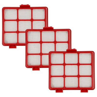 Produktbild von vhbw 3x Staubsaugerfilter kompatibel mit Gorenje VC1901GACRCY, VCEA01GACWCY, VCEA01GACBUCY, VC1903GACBUCY Staubsauger - Abluftfilter Rot Schwarz Weiß