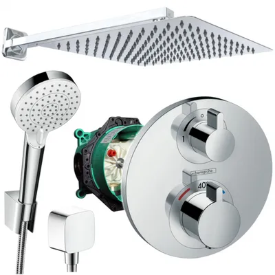 Produktbild von Hansgrohe und Jowi Unterputz Duschsystem Ecostat S Thermostat, Unterputz Duscharmatur mit Kopfbrause