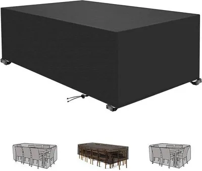 Zdjęcie produktu dla Zestaw mebli ogrodowych – meble tarasowe – ochrona mebli – odporna na ścieranie tkanina Oxford – 170 x 85 x 75 cm – czarny