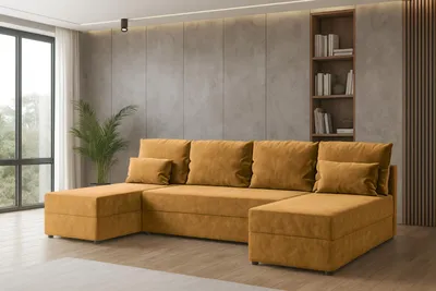 Zdjęcie produktu dla Narożnik KUBO U FIT z funkcją spania i pojemnikiem na pościel sofa narożna
