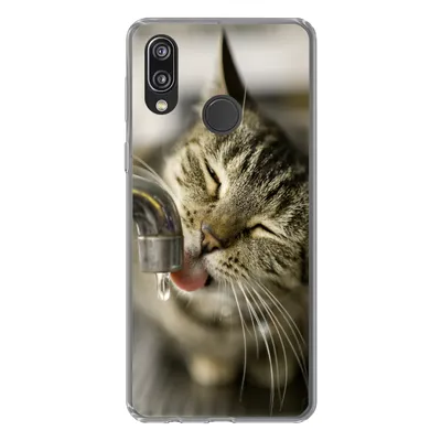 Produktbild von MuchoWow® Handyhülle Schutzhülle Hülle für Huawei P20 Lite (2020) Katze - Wasserhahn - Getränk Silikon Softcase Handy Hülle - Kartenhalter