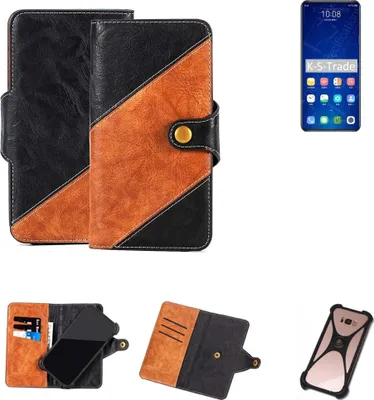 Produktbild von K-S-Trade Handyhülle Schutzhülle Bookstyle Case Wallet-Case kompatibel mit ZTE Axon 31 5G Handy Cover Bumper Klapphülle schwarz hellbraun 1x