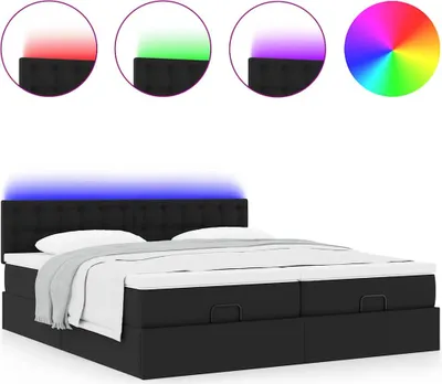 Immagine prodotto di Pouf Letto con Materassi e LED Nero 180x200cm Pelle finta