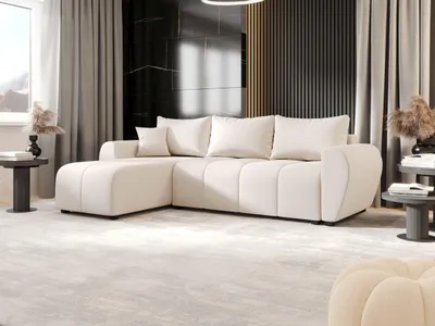 Image de BEDTE ECKSOFA MOLISA L Cosmic 10 Links Beige avec fonction sommeil Canapé en L avec coffre de rangement Canapé salon Canapé-lit Coffre de rangement Canapé-lit