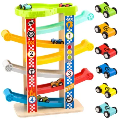 Produktbild von Tooky Toy Bunte Rutschbahn für Autos