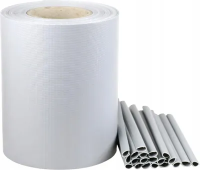 Productafbeelding van Omheiningband 19 cm x 35 m, lichtgrijs, met bevestigingsclips