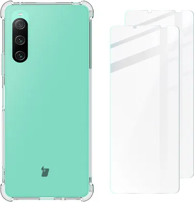 Produktbild von Bizon Case Clear Pack Hülle + 2x Glas für Sony Xperia 10 V, Transparent
