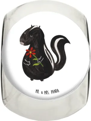 Produktbild von Mr. & Mrs. Panda Frischhaltedose Stinktier Blume XL 2000ml - Weiß - Geschenk, Stinki, Kaffeedose, Skunk, Lebensmittelbehälter, Aufbewahrungsdose, Vorratsglas, Raubtier