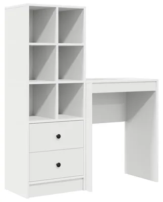 Image de Bureau avec tiroir avec étagère avec stockage 2 pcs Blanc