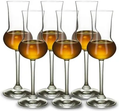 Produktbild von Famanu Grappagläser Set von 6 - Hochwertige Likörgläser mit Stiel, 87 ml, spülmaschinenfest
