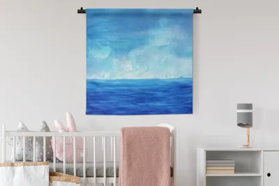 Produktbild von MuchoWow® Wandteppich Wandbehang Aquarell - Meer - Himmel 90x90 cm Tapisserie Dekoration Wandtuch - Wandaufhänger