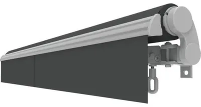 Produktbild von Gelenkarmmarkise 3,5x2,5 Stoff Uni grau Gestell RAL 9006 weißaluminium