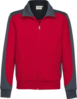 Produktbild von HAKRO Sweatjacke Contrast Performance #477 Gr. 4XL rot/anthrazit