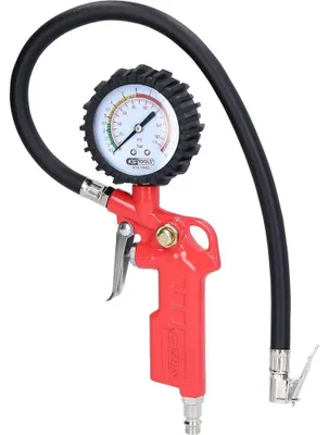 Image de Manomètre pour pneus - Air comprimé - 0 à 11 bars - Boîtier en caoutchouc - Pour voitures, vélos, motos