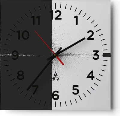 Produktbild von Wanduhr - Quadrat - Glasuhr - Kugel Schwarzweiß Modern - 40x40cm - Schleichendes Uhrwerk - Lautlos - zum Aufhängen bereit - Dekoration Modern - Wanddekoration aus Glas - C4AC40x40-4492