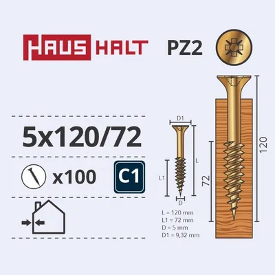 Produktbild von 100x Holzschrauben Schrauben 5 x 120 mm Spanplattenschrauben Kreuzschlitz PZ2