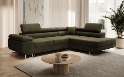 Produktbild von Modernes Ecksofa ASTON mit Schlaffunktion & Bettkasten, Ausziehbare Wohnlandschaft in L-Form, Stauraum, Schlafsofa, Rechts
