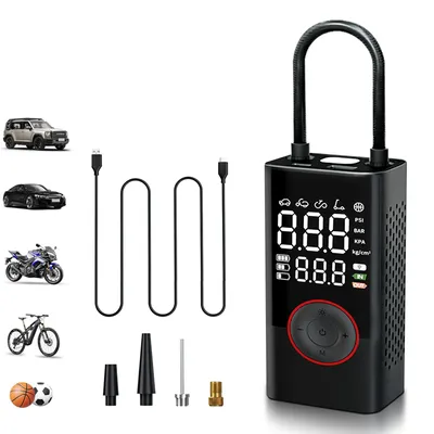 Produktbild von Akku-Luftpumpe Digitale Elektrische Luftpumpe mit Druckvoreinstellung Wiederaufladbar, Luftpumpe für E-bike, Auto, Fahrrad, Motorrad, Bälle