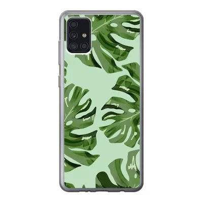 Produktbild von MuchoWow® Handyhülle Schutzhülle Hülle für Samsung Galaxy A52 5G Blätter - Tropisch - Pastell Silikon Softcase Handy Hülle - Umschlag
