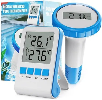 Produktbild von Wasserdichtes Schwimmbadthermometer (IPX8) – geeignet für Schwimmbad, Whirlpool oder Aquarium – präzise Temperaturmessung