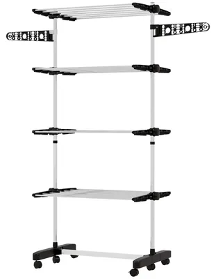 Zdjęcie produktu dla Składany wieszak na pranie | Kolor: czarny, biały | Wymiary: 142x55x172 cm