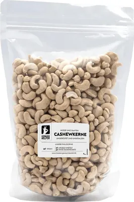 Produktbild von Cashewkerne, ungeröstet, ungesalzen, naturbelassen, für Müsli, Curry & als Snack, 1kg