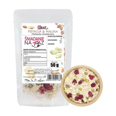 Zdjęcie produktu dla Pistacja & Malina - mieszanka śniadaniowa 250g