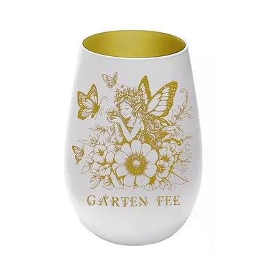 Produktbild von Stölzle Windlicht aus Glas weiß gold mit Lasergravur „Gartenfee" persönliches Geschenk für Freunde, Familie und Partner