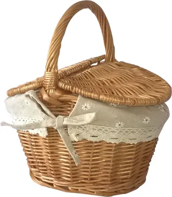Obrázok produktu pre Piknikový kôš, ratanový úložný kôš, prútený kôš s rukoväťou, ratanový kôš s rukoväťou, ratanový kôš na ovocie